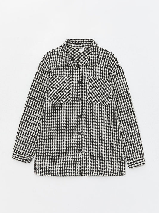 Houndstooth Patterned Long Sleeve Girls' Shirt