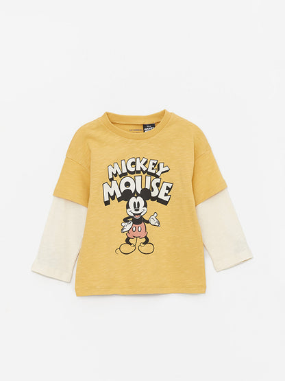 Crew Neck Long Sleeve Mickey Mouse Printed Baby Boy Sweatshirt