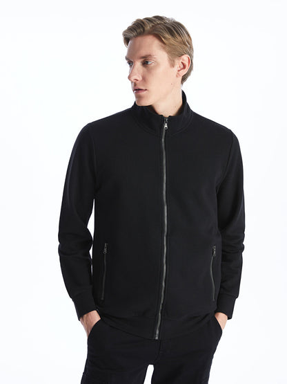 High Collar Long Sleeve Men's Zipper Sweatshirt