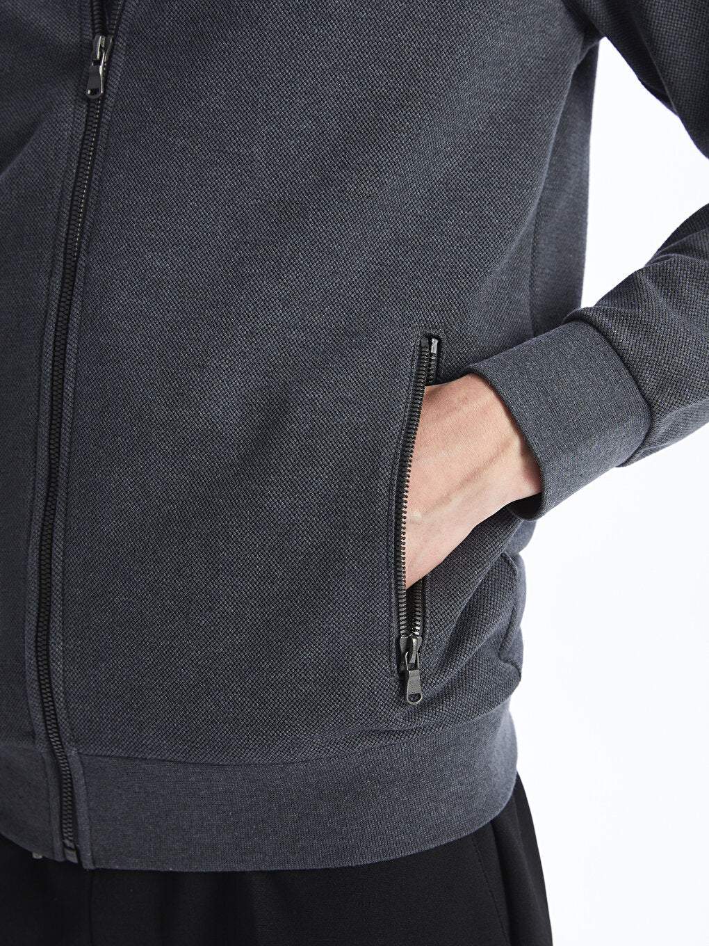 High Collar Long Sleeve Men's Zipper Sweatshirt