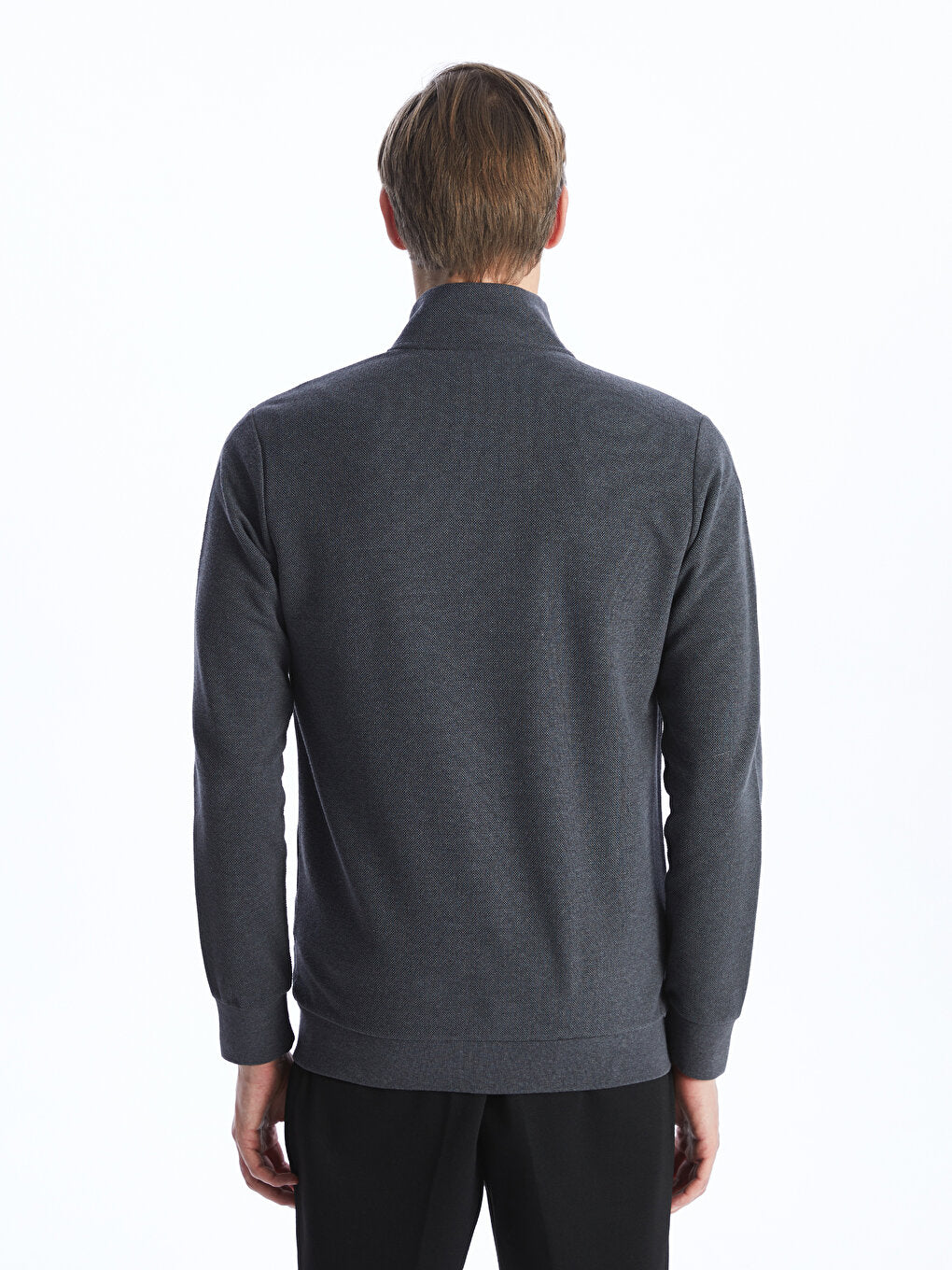 High Collar Long Sleeve Men's Zipper Sweatshirt