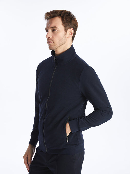 High Collar Long Sleeve Men's Zipper Sweatshirt