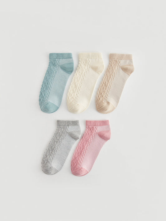 Self Patterned Women's Booties Socks Pack of 5