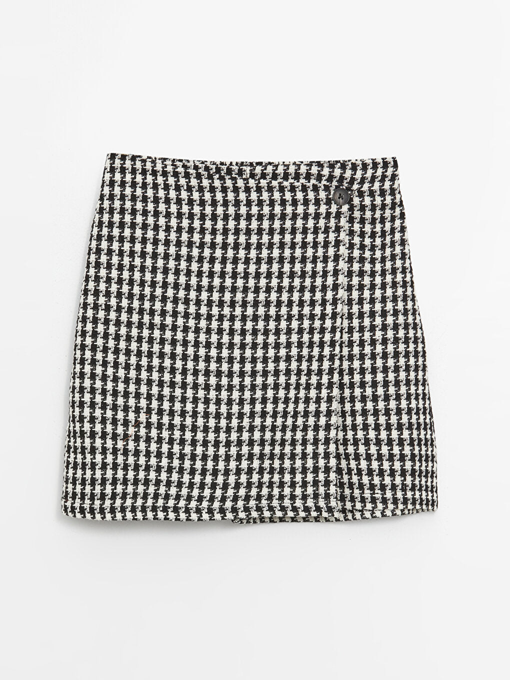 Houndstooth Patterned Girl's Shorts Skirt with Elastic Waist