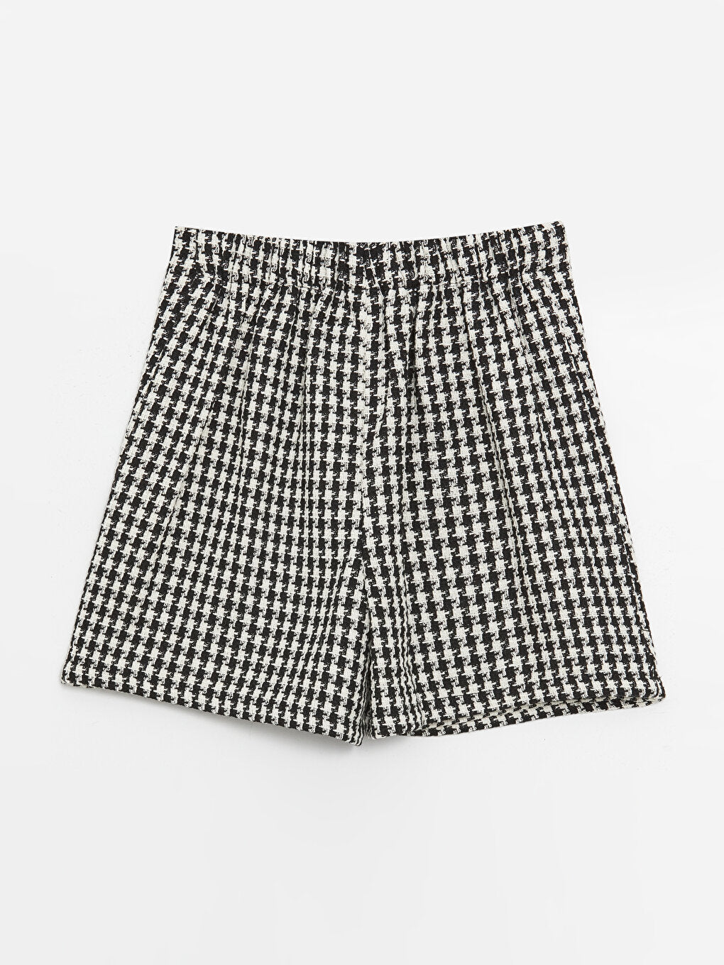 Houndstooth Patterned Girl's Shorts Skirt with Elastic Waist