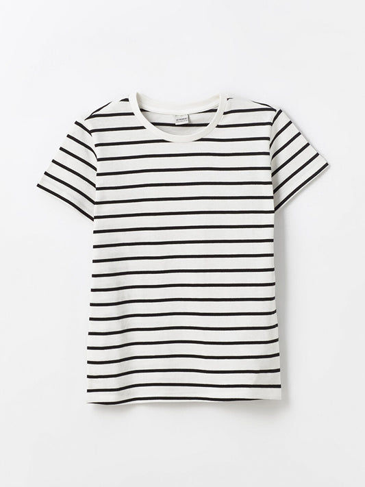 Crew Neck Striped Short Sleeve Girls' T-Shirt