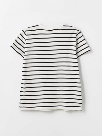 Crew Neck Striped Short Sleeve Girls' T-Shirt