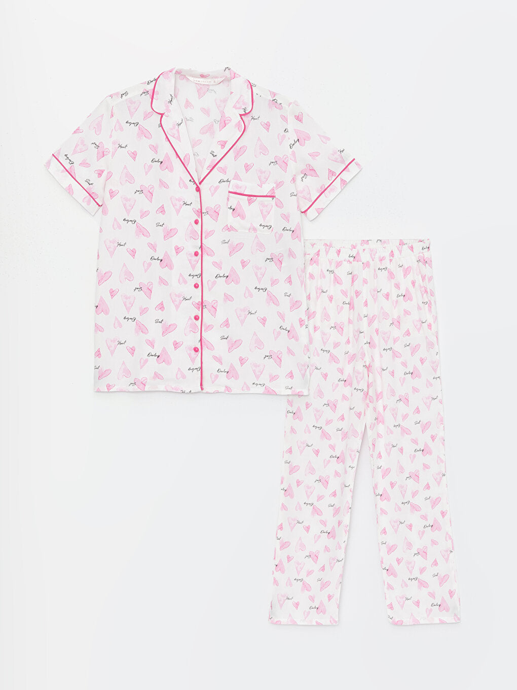 Shirt Collar Patterned Short Sleeve Women's Pajama Set