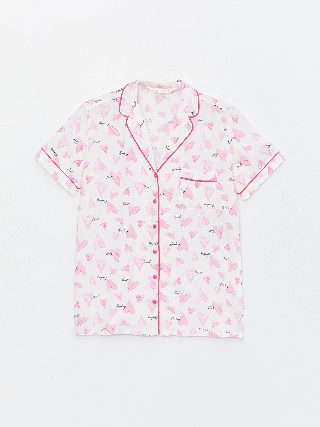 Shirt Collar Patterned Short Sleeve Women's Pajama Set