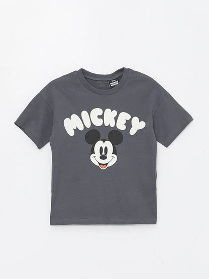 Crew Neck Mickey Mouse Printed Baby Boy 3-Piece Set