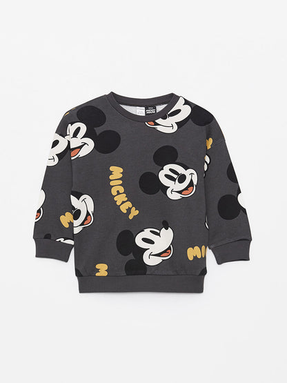 Crew Neck Mickey Mouse Printed Baby Boy Sweatshirt