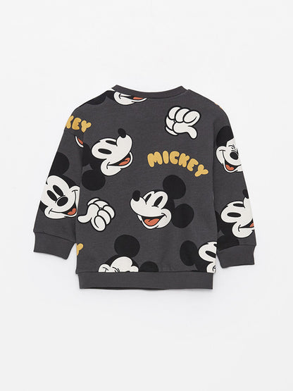 Crew Neck Mickey Mouse Printed Baby Boy Sweatshirt