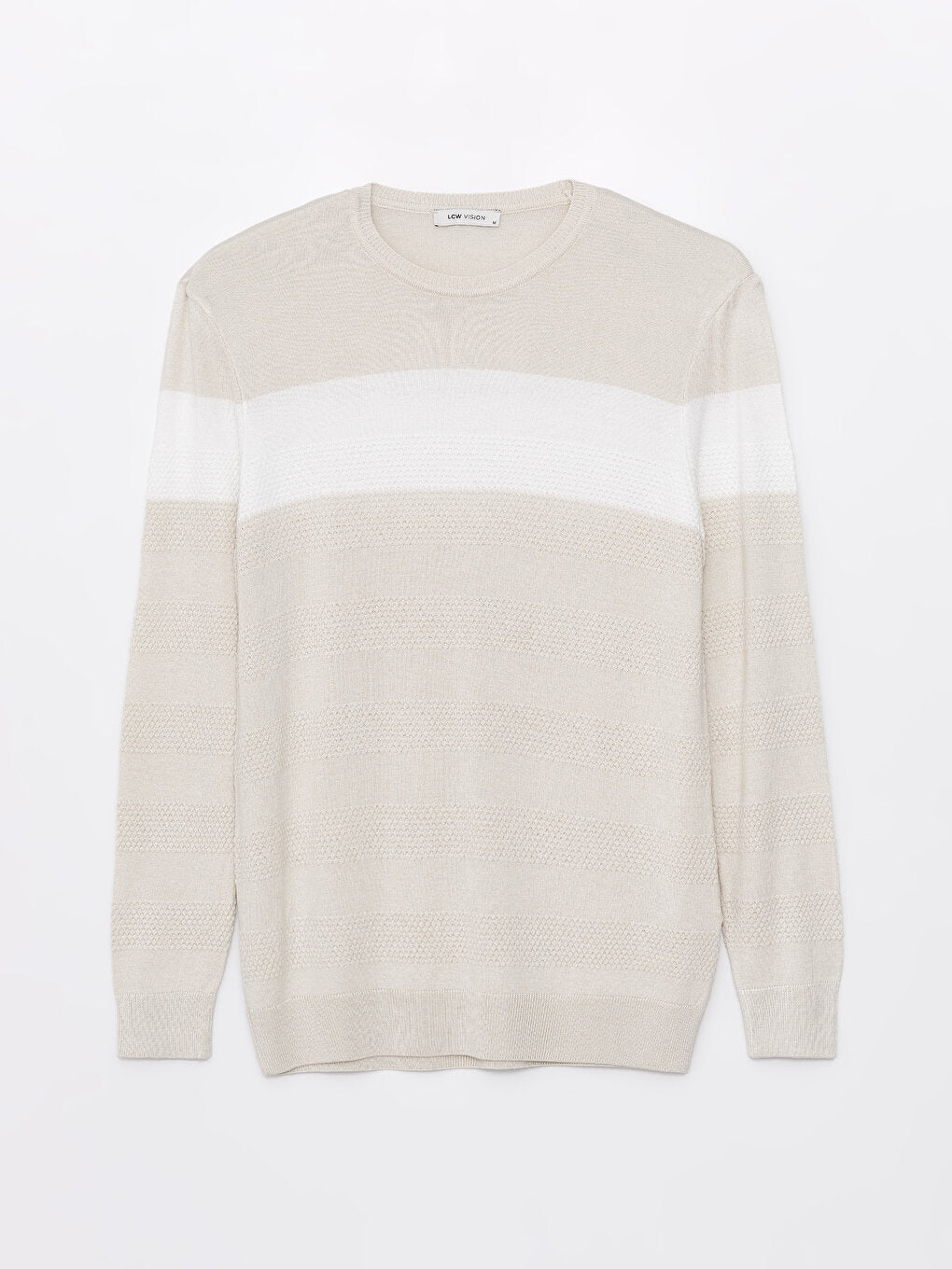 Crew Neck Long Sleeve Striped Men's Knitwear Sweater