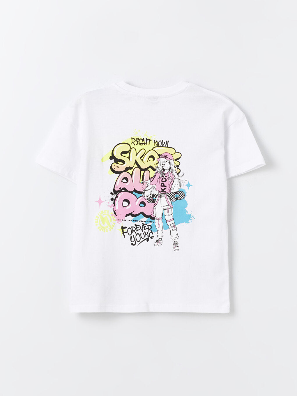 Crew Neck Printed Short Sleeve Girls' T-Shirt