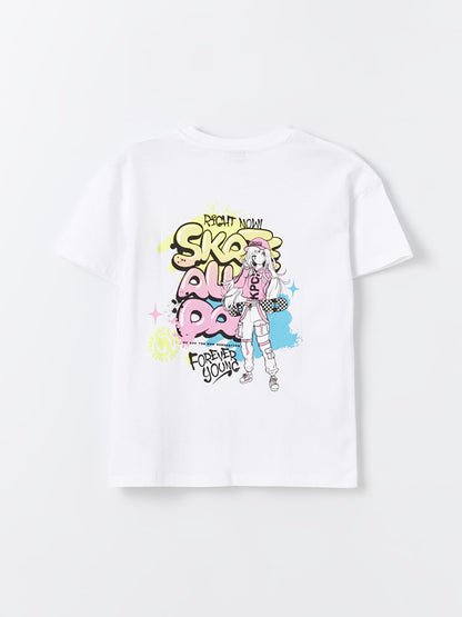 Crew Neck Printed Short Sleeve Girls' T-Shirt