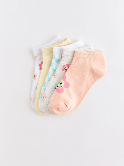 Patterned Girl's Booties Socks 5-pack