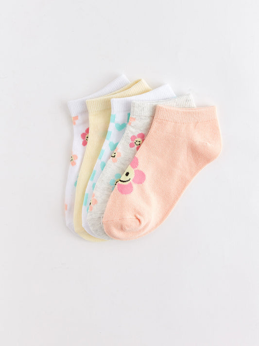 Patterned Girl's Booties Socks 5-pack