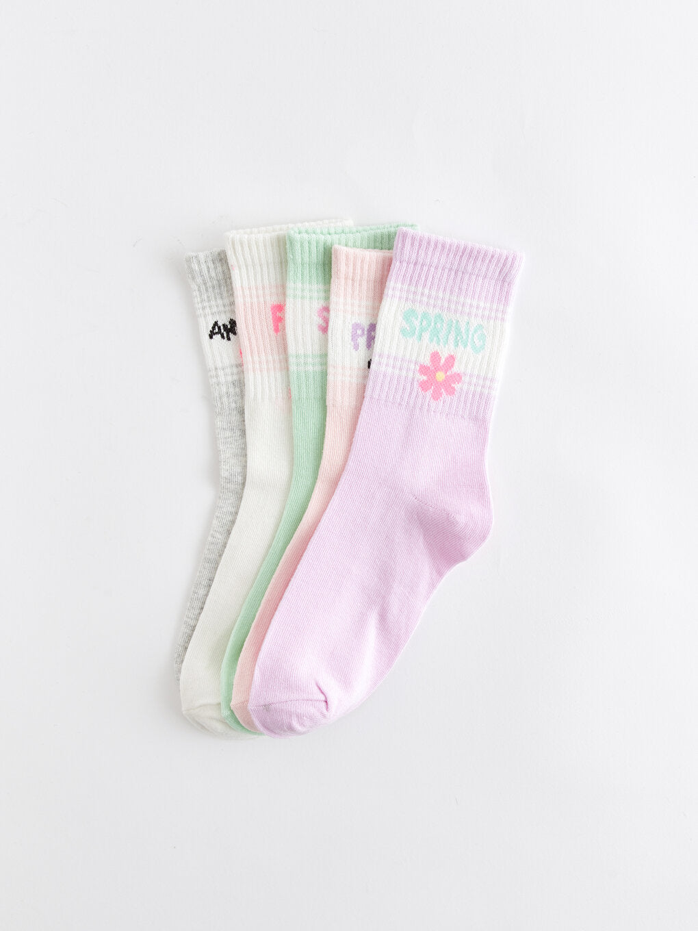 Patterned Girl's Socks, Pack of 5