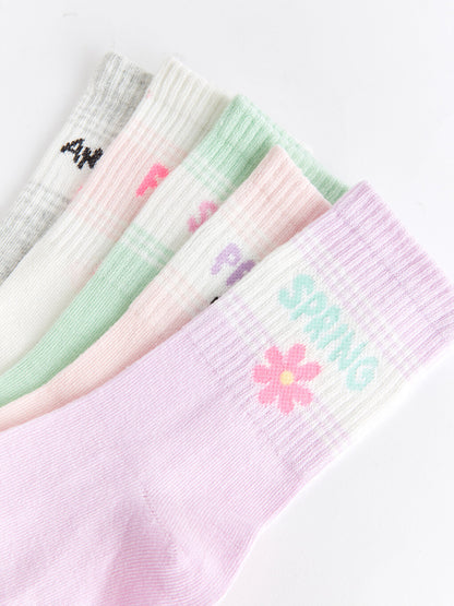 Patterned Girl's Socks, Pack of 5