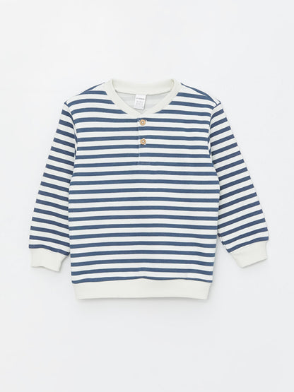 Crew Neck Long Sleeve Striped Baby Boy Sweatshirt