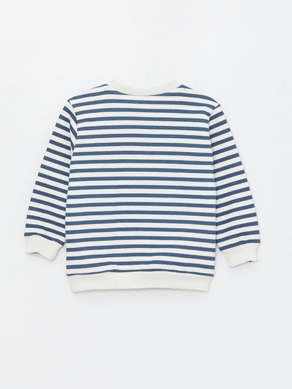 Crew Neck Long Sleeve Striped Baby Boy Sweatshirt