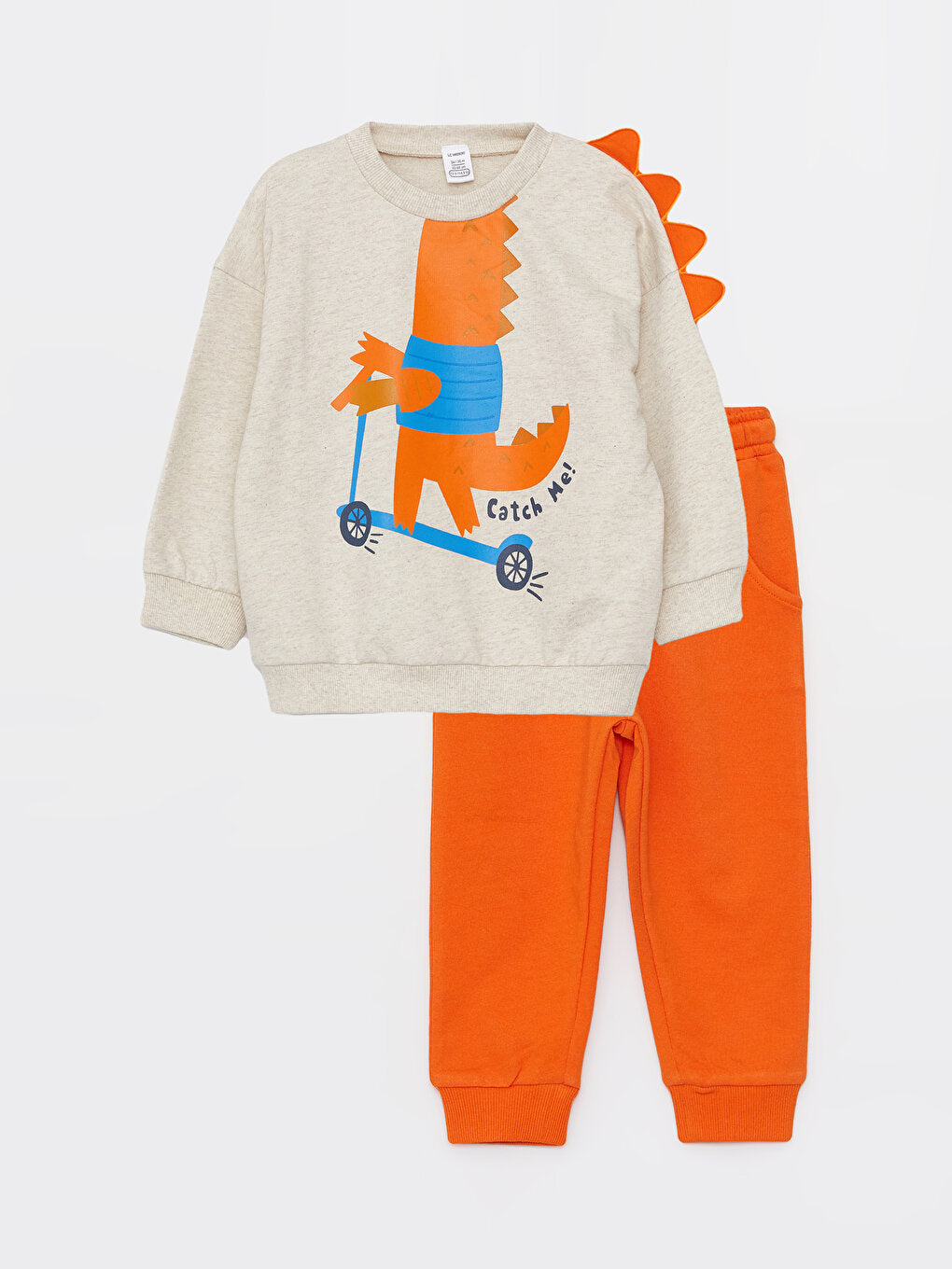 Crew Neck Long Sleeve Printed Baby Boy Sweatshirt and Sweatpants 2-Piece Set