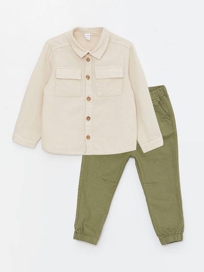 Long Sleeve Baby Boy Shirt and Trousers 2-Piece Set