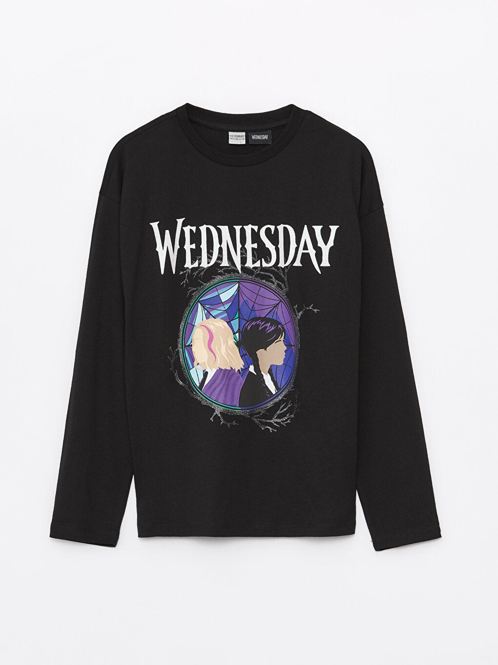 Crew Neck Wednesday Printed Long Sleeve Girls' T-Shirt