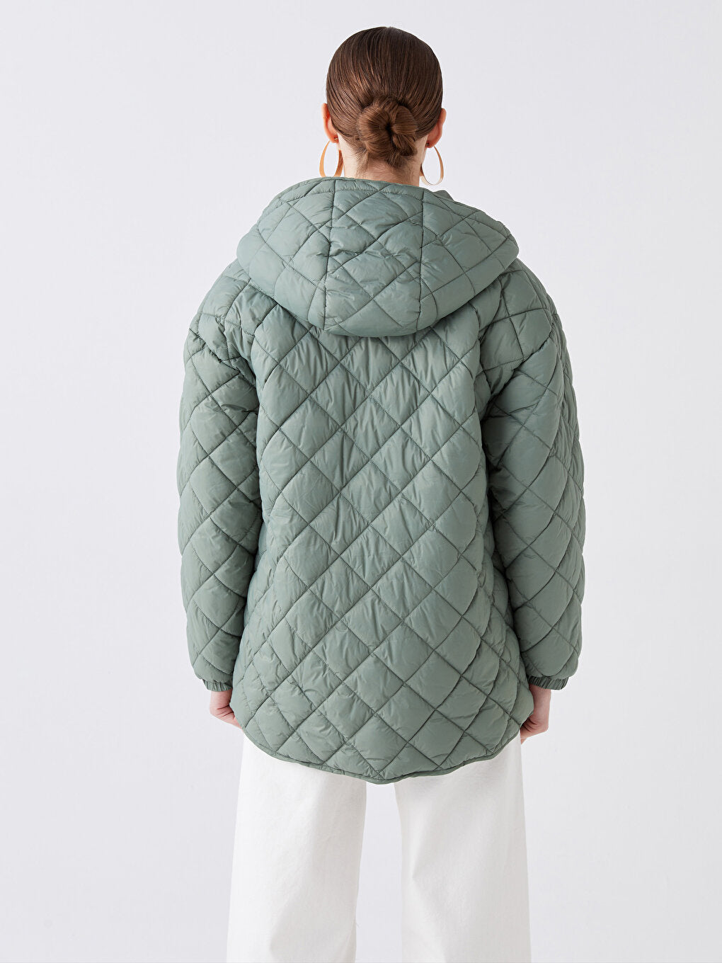 Hooded Quilted Oversize Women's Puffer Jacket