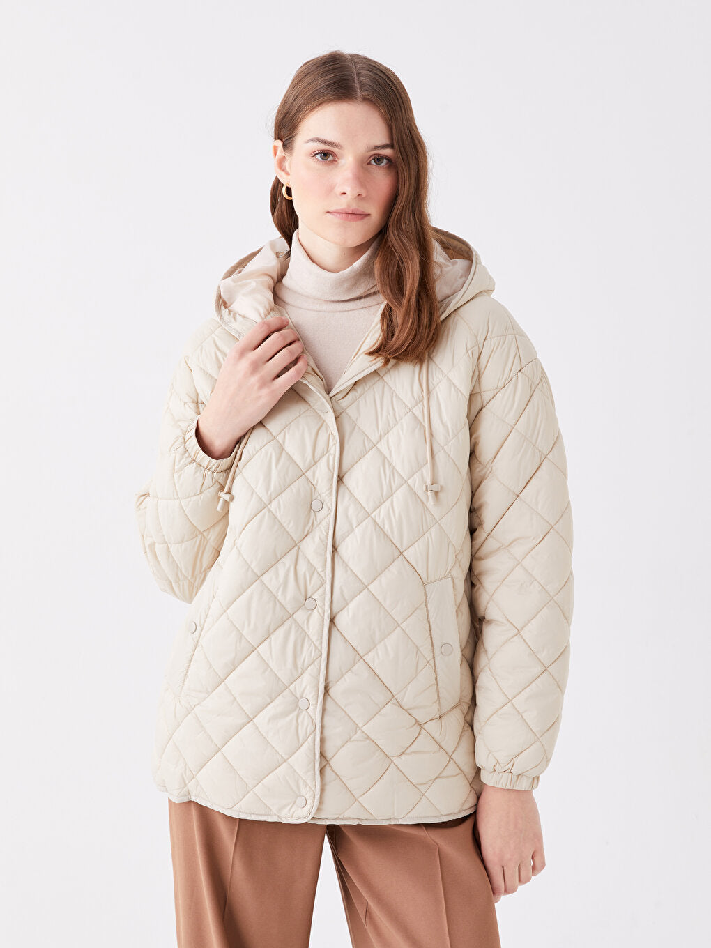 Hooded Quilted Oversize Women's Puffer Jacket