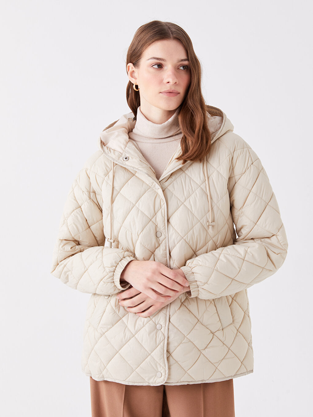 Hooded Quilted Oversize Women's Puffer Jacket