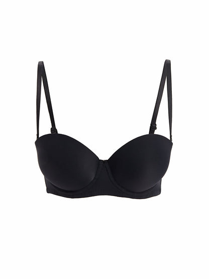 Underwire Half Padded Plain Strapless Bra