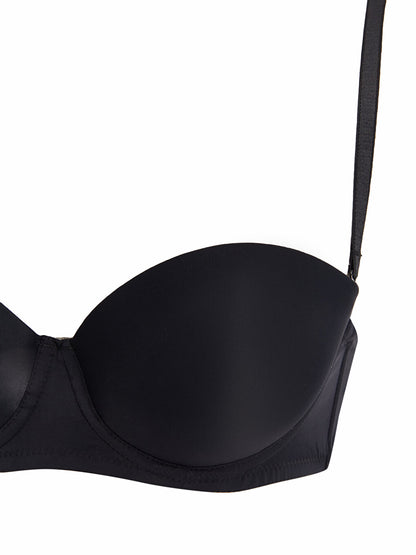 Underwire Half Padded Plain Strapless Bra