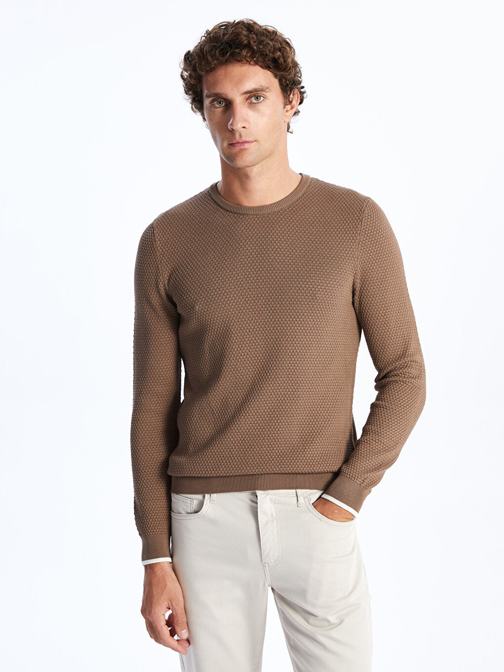 Crew Neck Long Sleeve Men's Knitwear Sweater