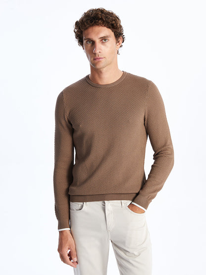 Crew Neck Long Sleeve Men's Knitwear Sweater