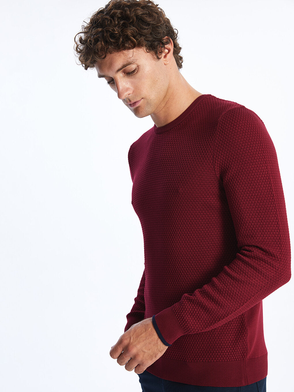 Crew Neck Long Sleeve Men's Knitwear Sweater