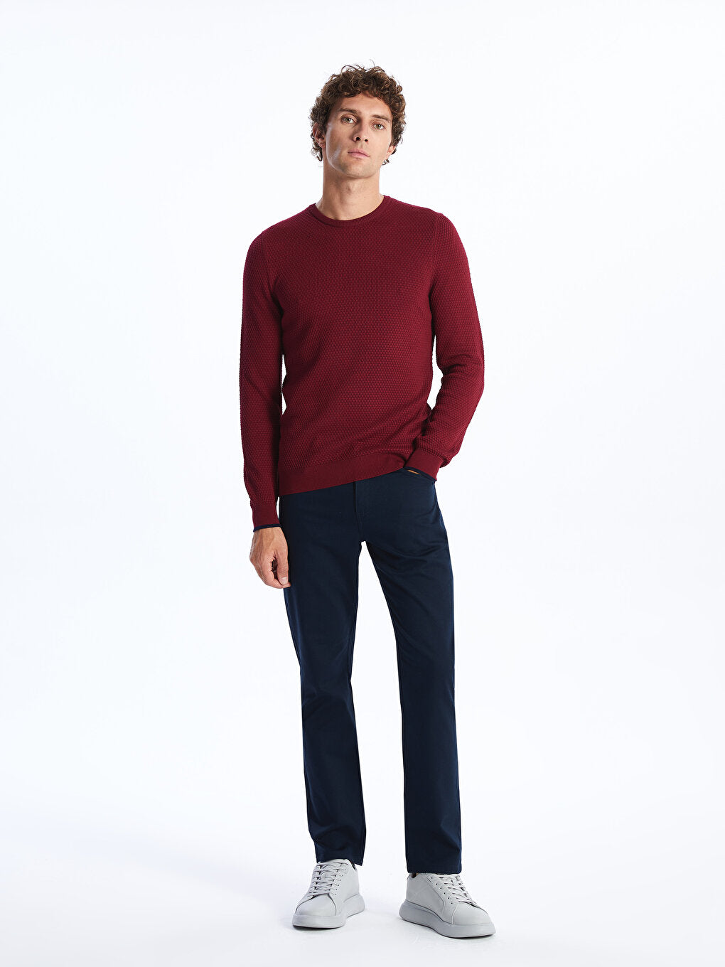 Crew Neck Long Sleeve Men's Knitwear Sweater