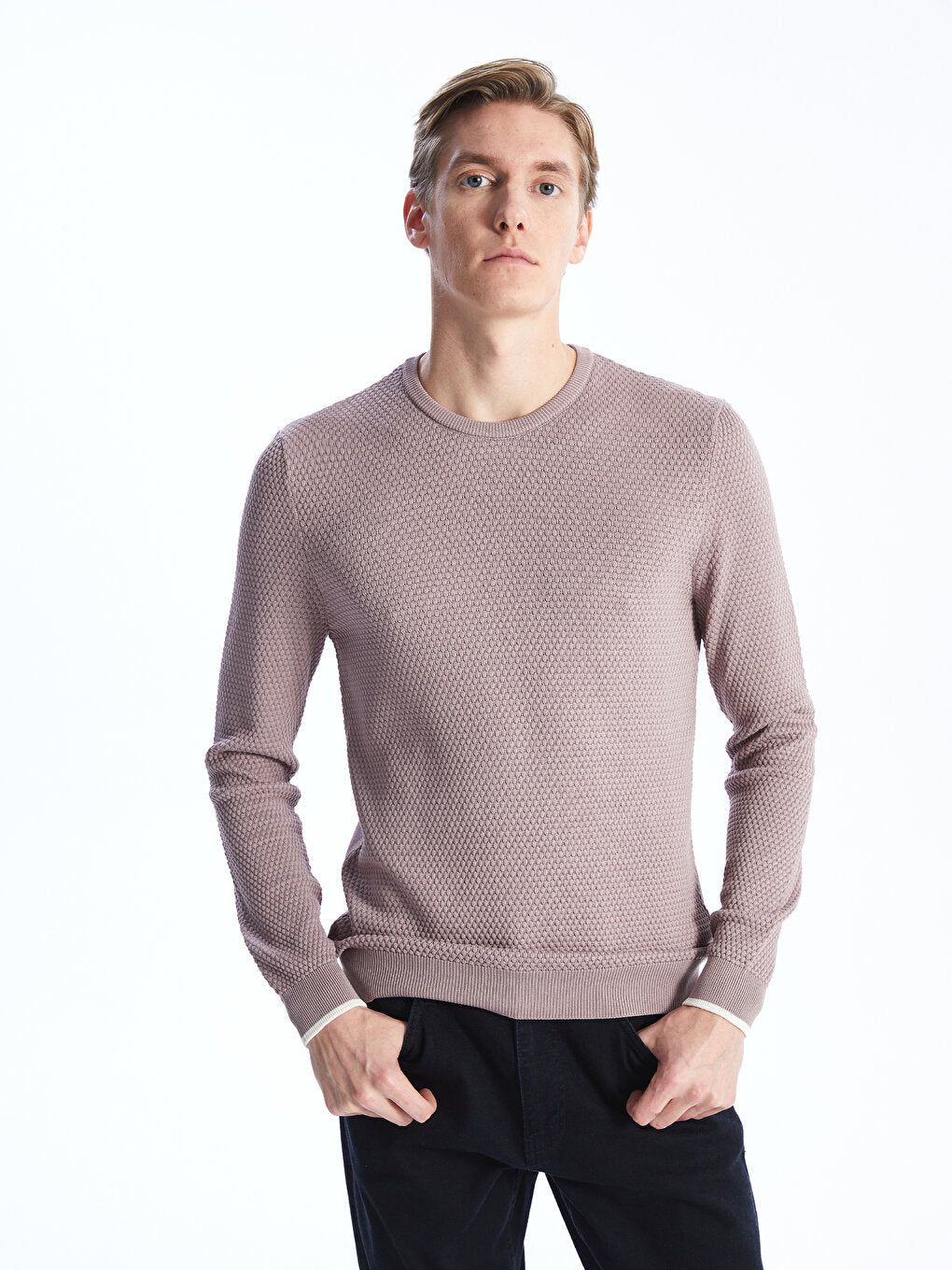 Crew Neck Long Sleeve Men's Knitwear Sweater