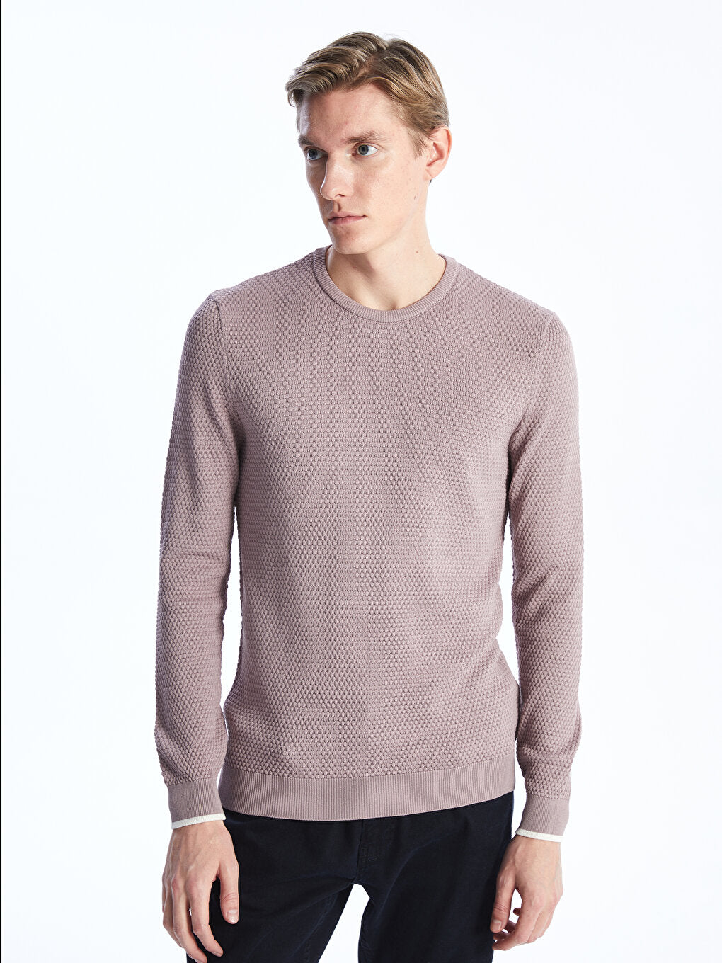 Crew Neck Long Sleeve Men's Knitwear Sweater