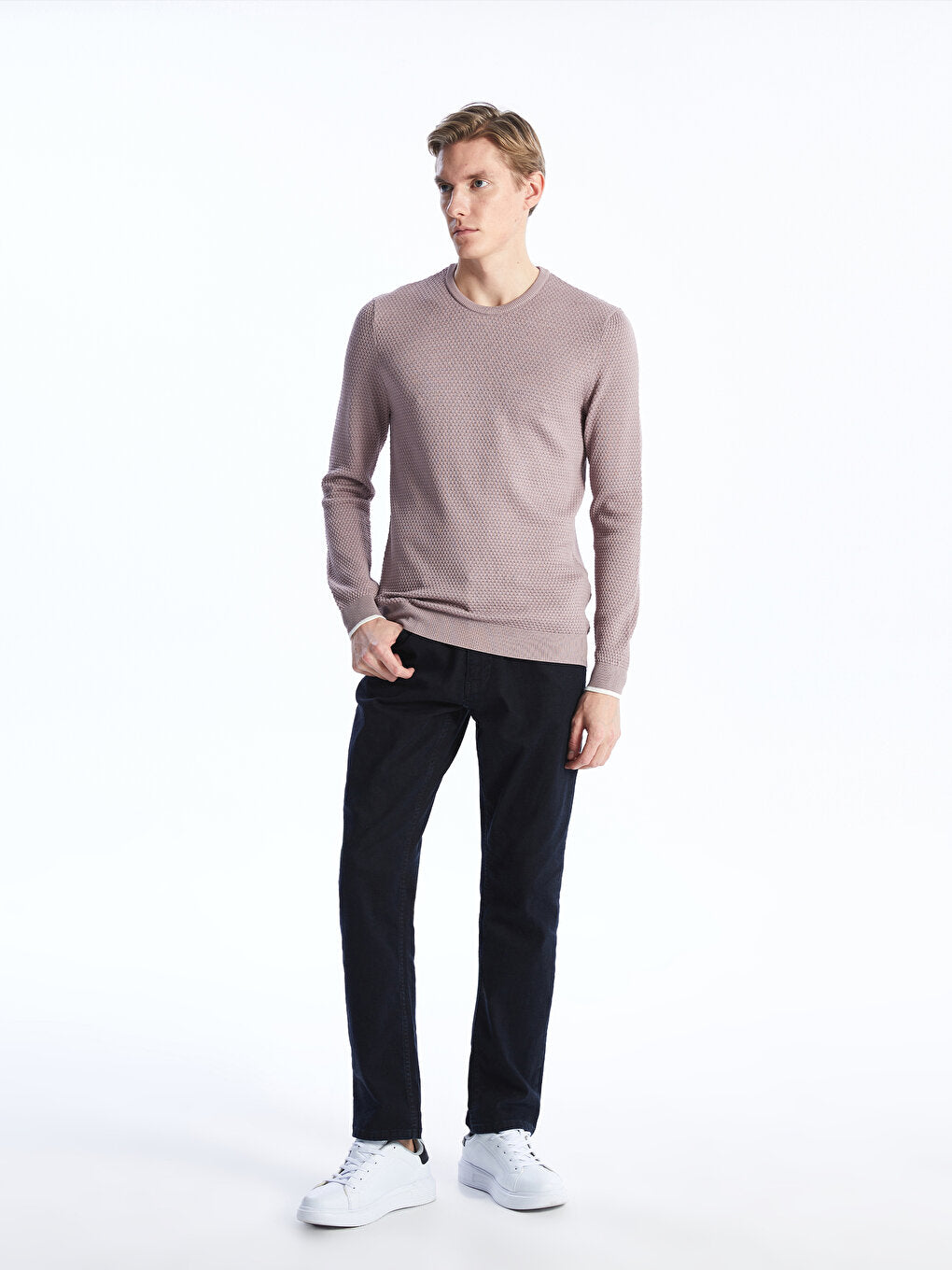 Crew Neck Long Sleeve Men's Knitwear Sweater