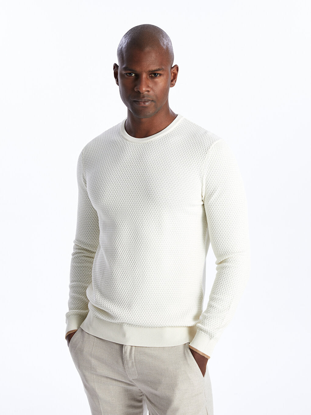 Crew Neck Long Sleeve Men's Knitwear Sweater