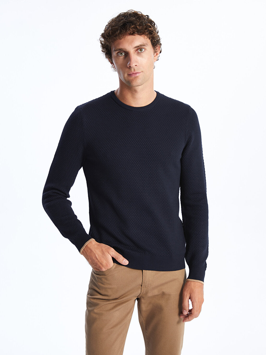 Crew Neck Long Sleeve Men's Knitwear Sweater