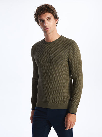 Crew Neck Long Sleeve Men's Knitwear Sweater