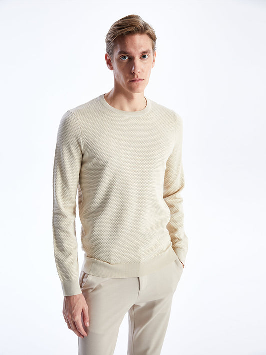 Crew Neck Long Sleeve Men's Knitwear Sweater