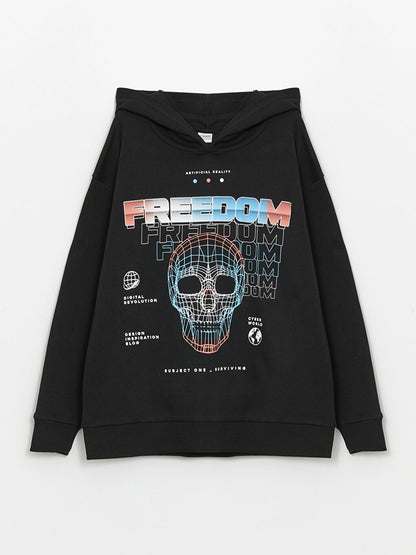 Hooded Printed Long Sleeve Boys' T-Shirt