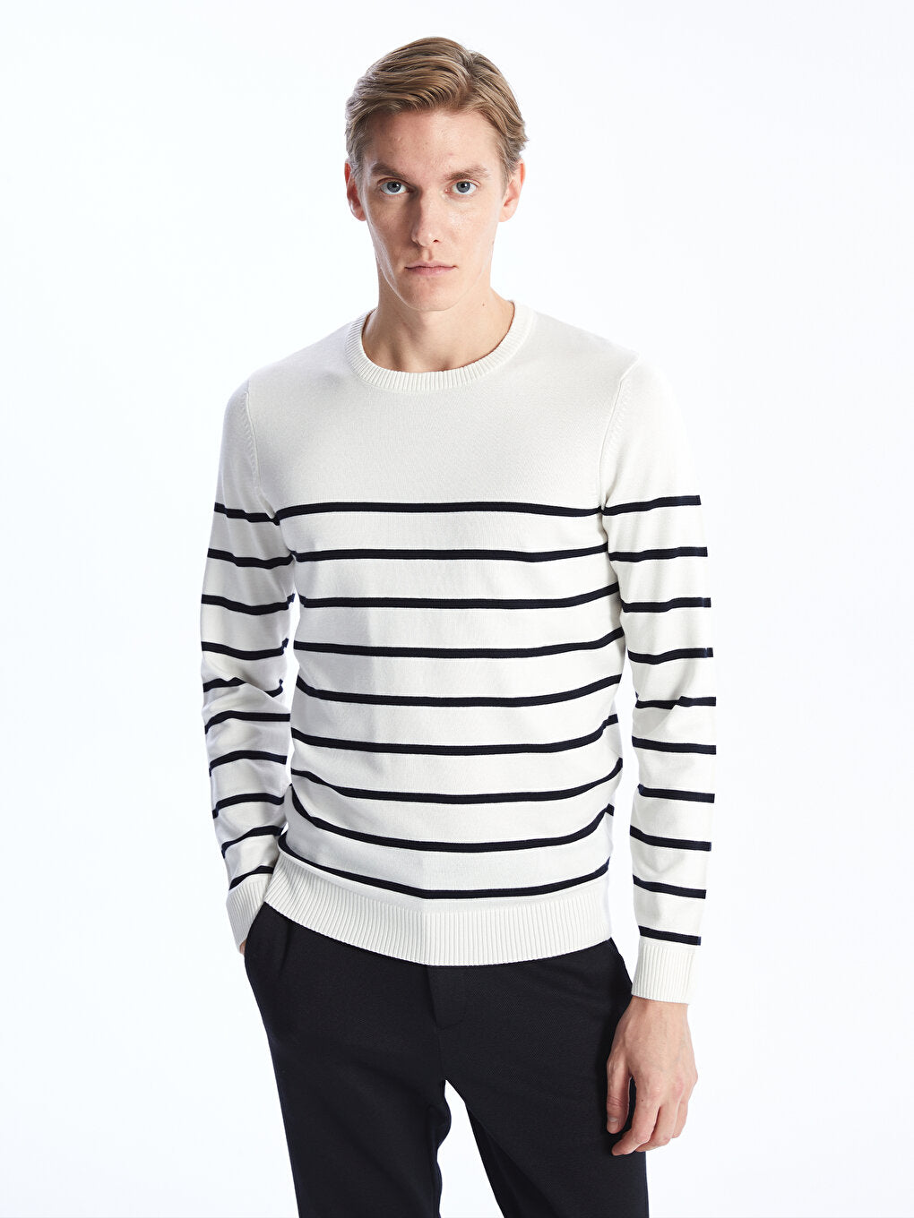 Crew Neck Long Sleeve Men's Knitwear Sweater