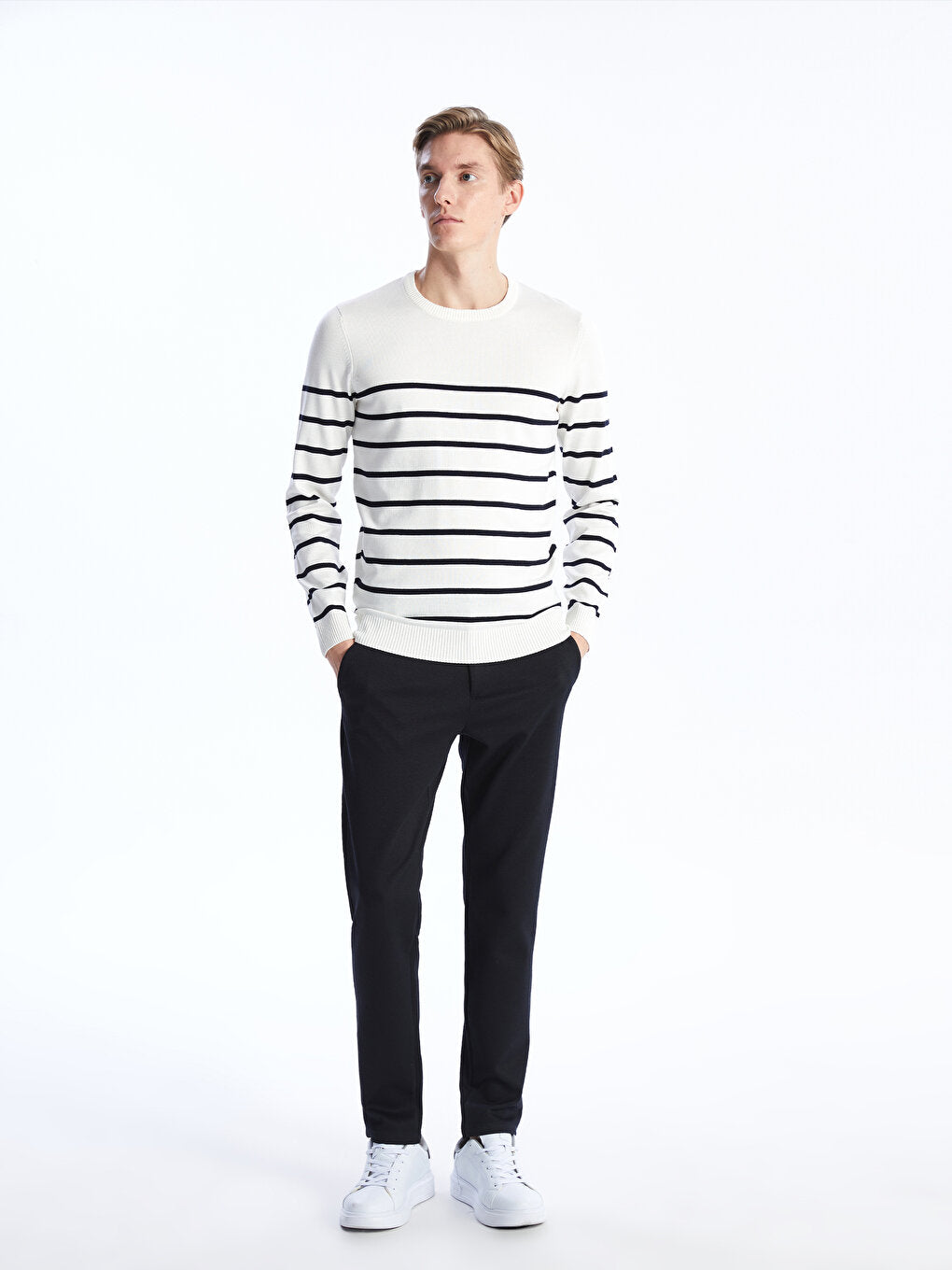 Crew Neck Long Sleeve Men's Knitwear Sweater