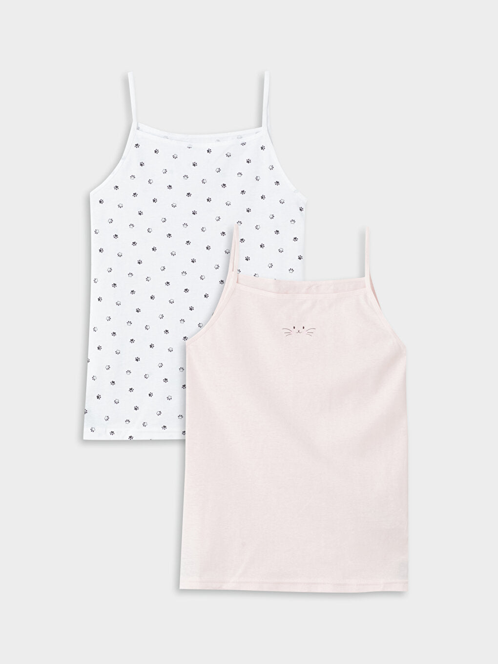 Square Neck Printed Strappy Girls Undershirt 2-pack