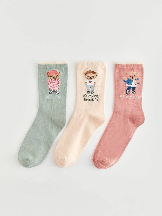 Tedy Printed Women's Sock Socks Pack of 3