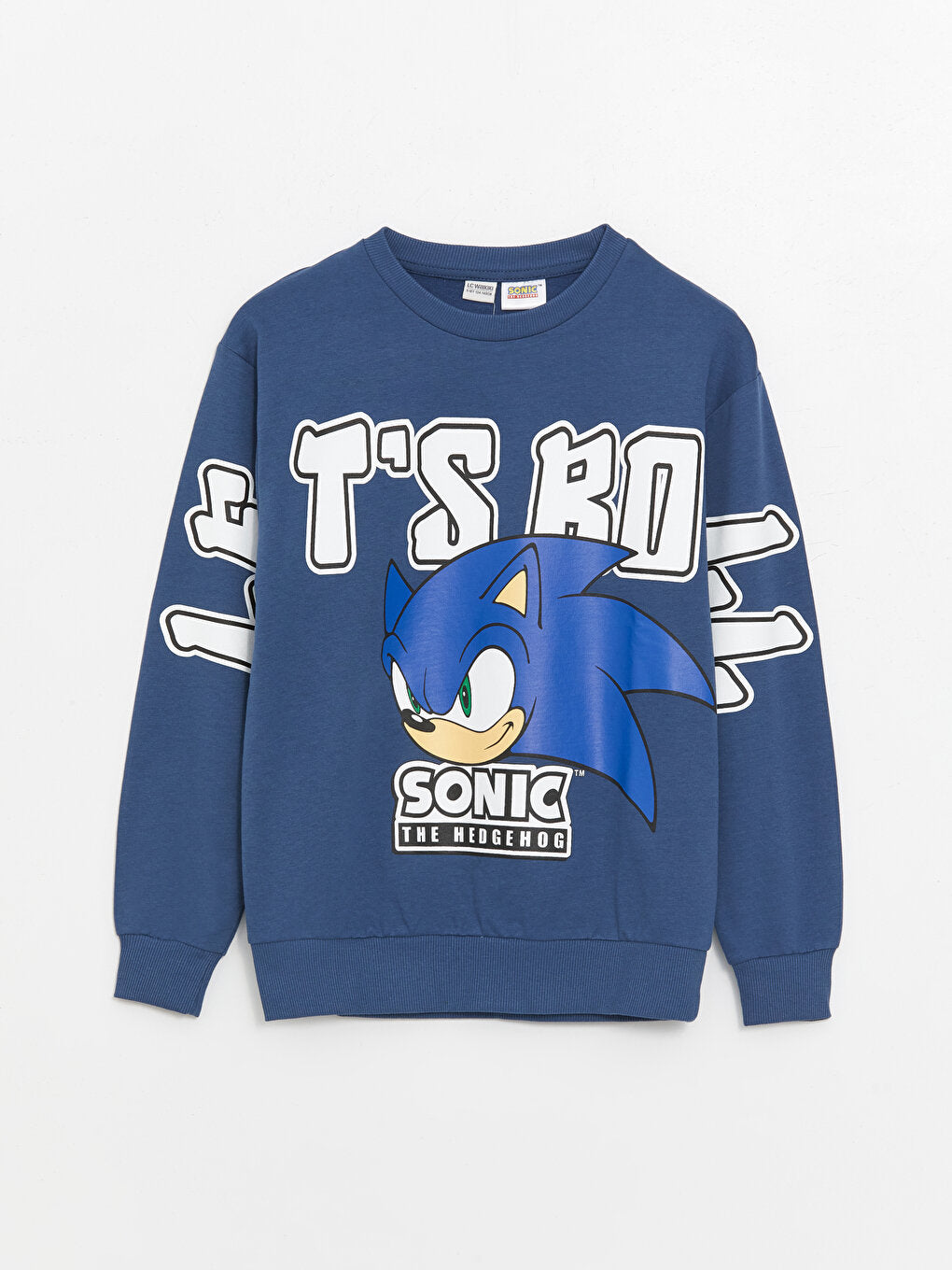 Crew Neck Sonic Printed Long Sleeve Boy's Sweatshirt